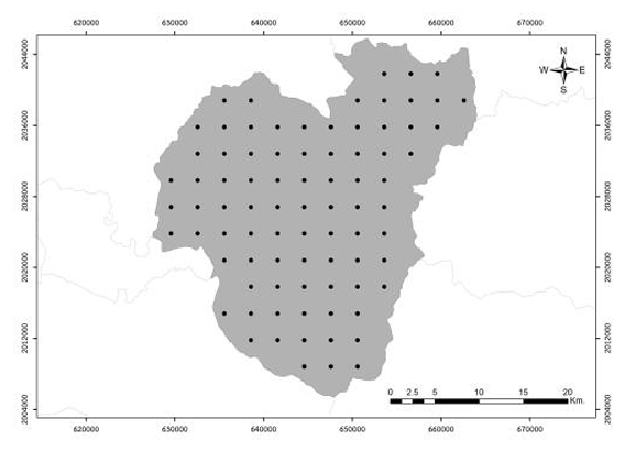 Study area: Rong Kwang district, with the distribution of the sample units.