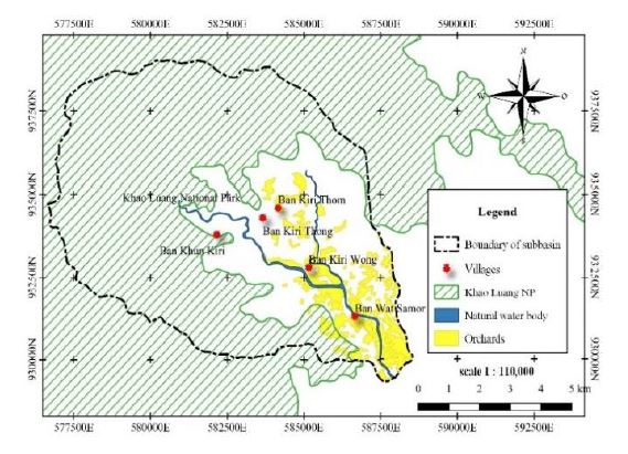 Map of Klong Thadee Sub-basin. Source: Department of National Parks, Wildlife and Plant Conservation (2019).